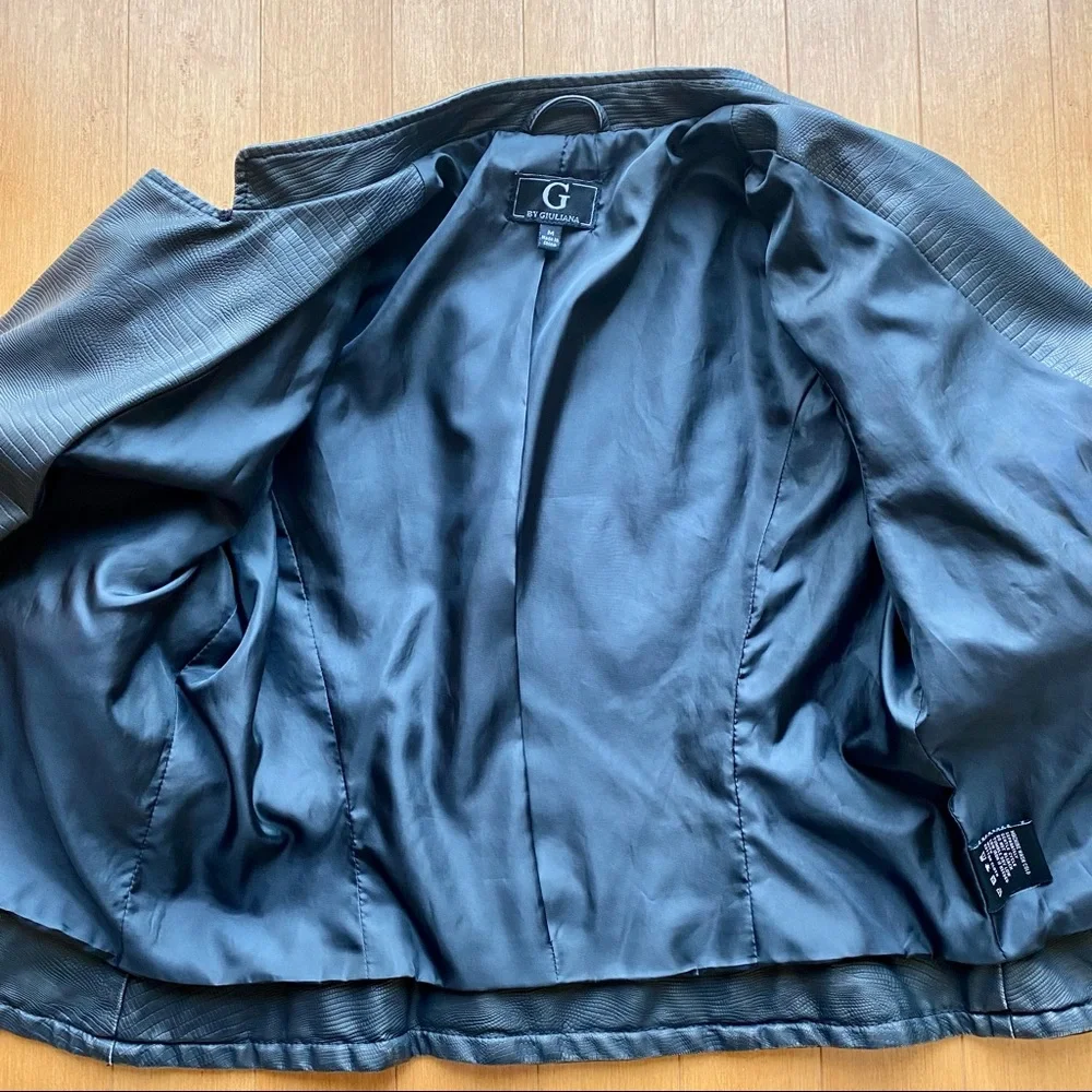 NWT G by Giuliana black faux leather motorcycle jacket size medium - Picture 6 of 7